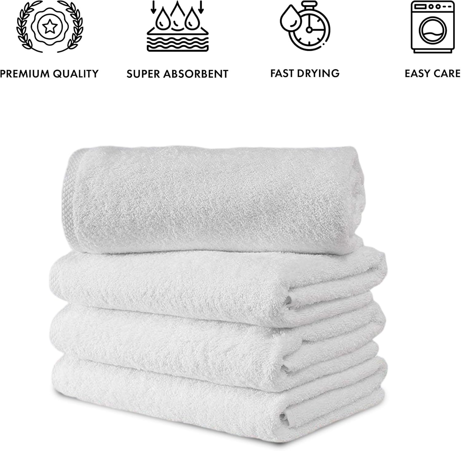 White 4-Piece 100% Cotton Bath Towel Set