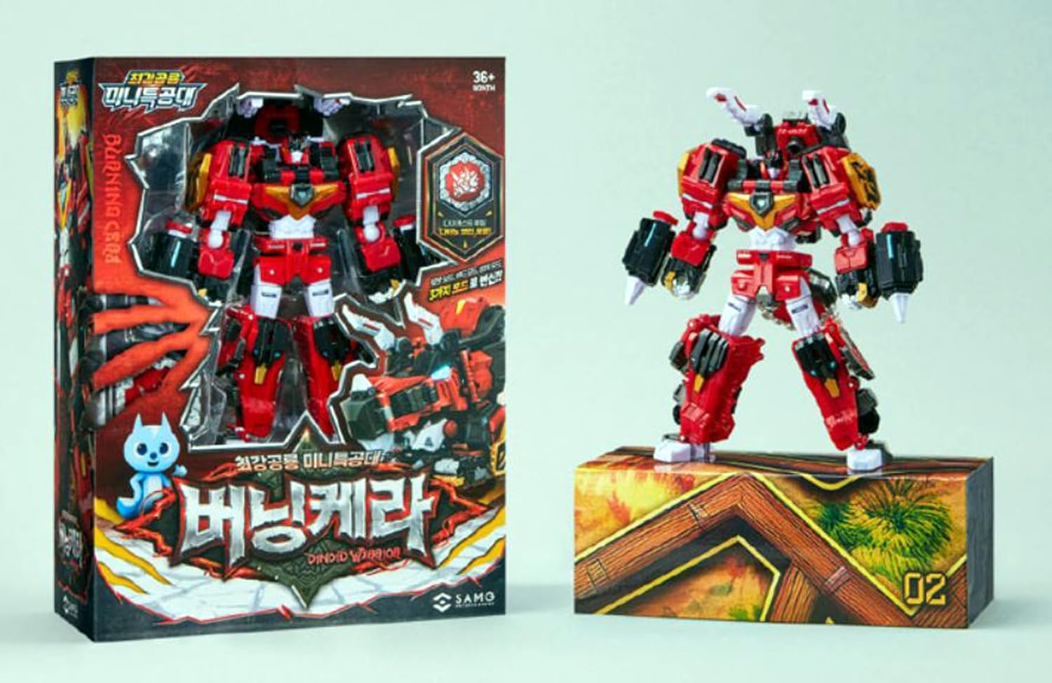 Miniforce Dinoid Warrior Burning KERA Red Tricera Dino Transforming Robot