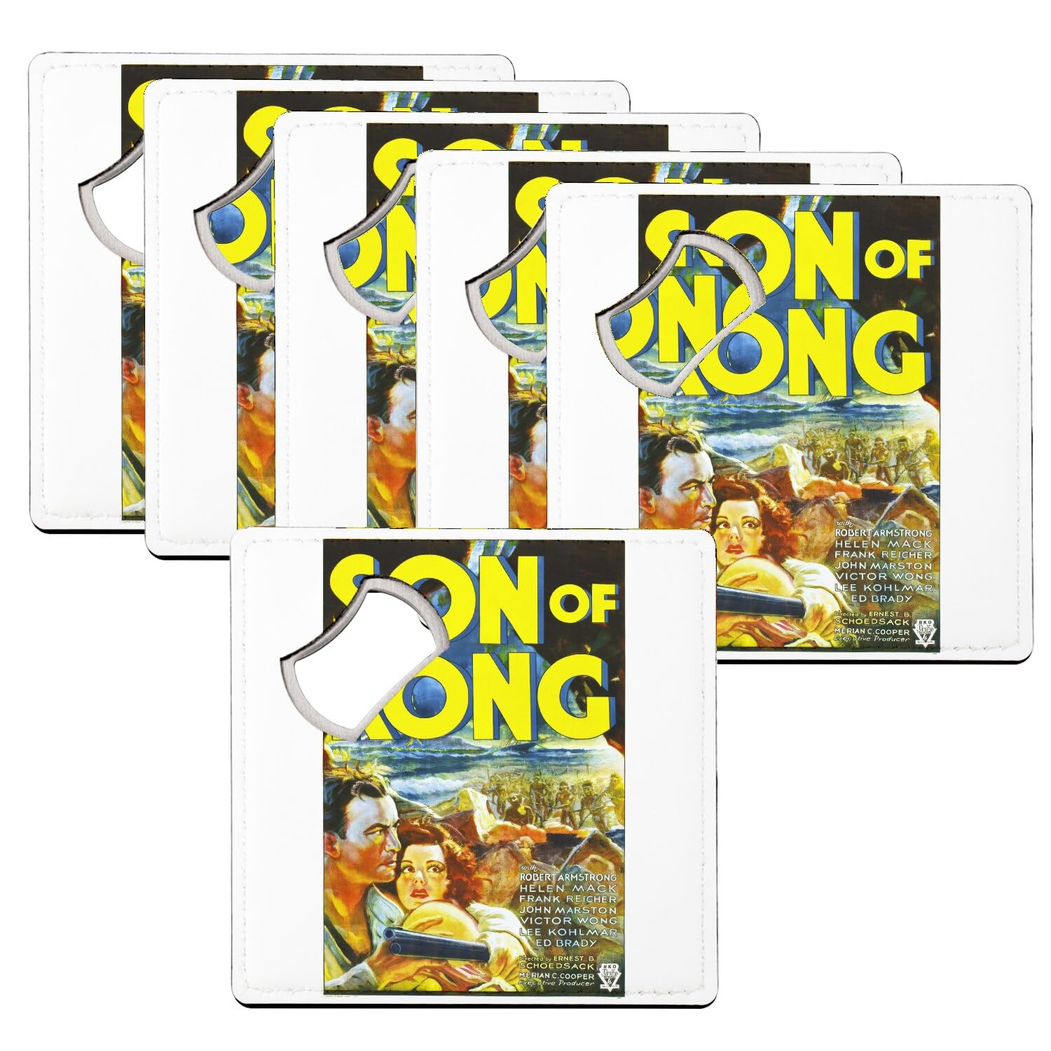 Sous-verre décapsuleur Le Fils de Kong vintage pour bar et salon - Lot de 6