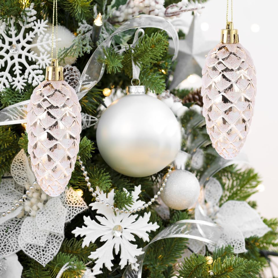 DECHOUS 10Pcs Plastic Pine Cones Ornaments for Christmas Tree Hanging Pendants Shatterproof Christmas Pinecone Baubles for Party Holiday Decorations - Image 6