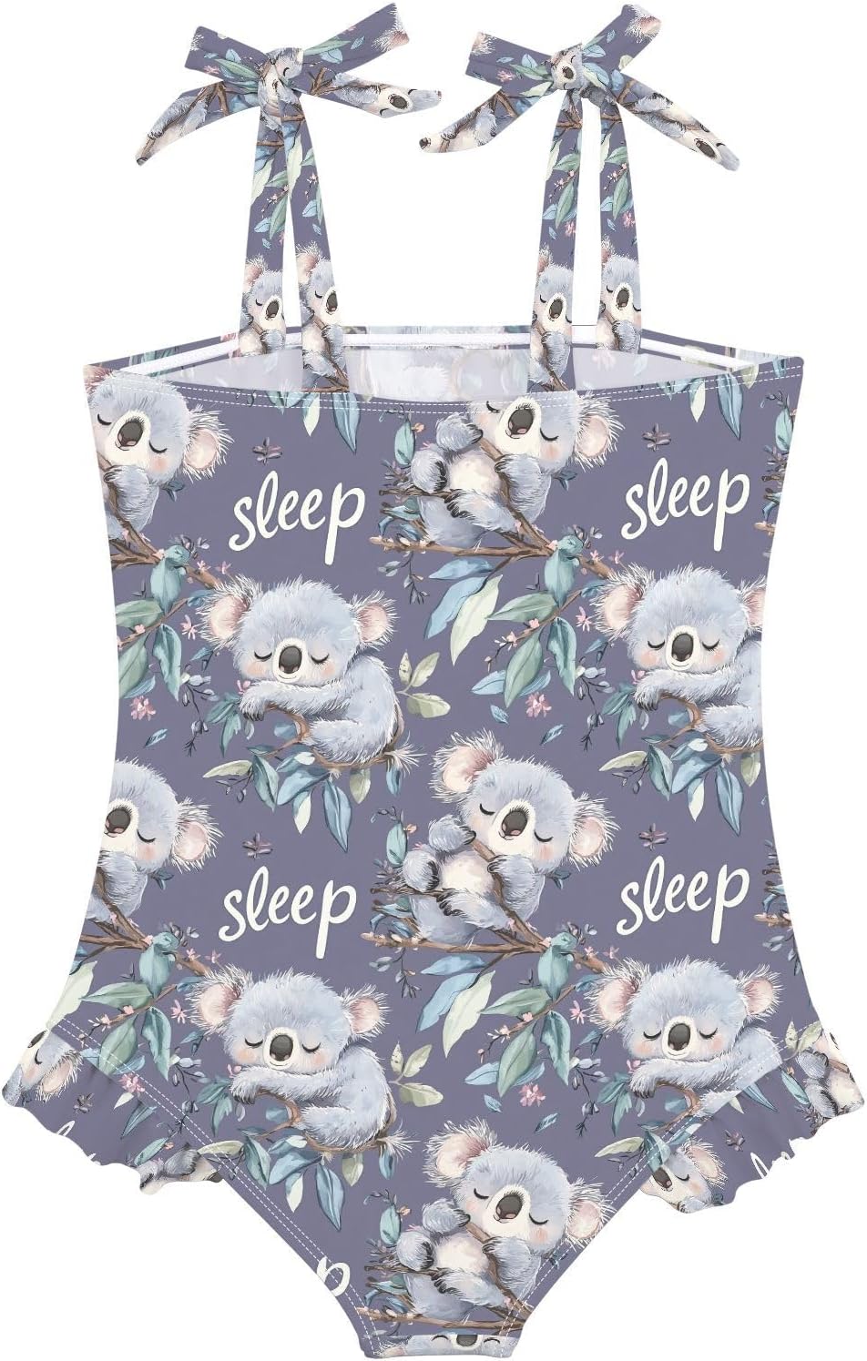 visesunny Toddler Girl Swimsuit Adjustable Strap Swimwear Leaf Koala Purple Bathing Suits for Girls 18M-6Y