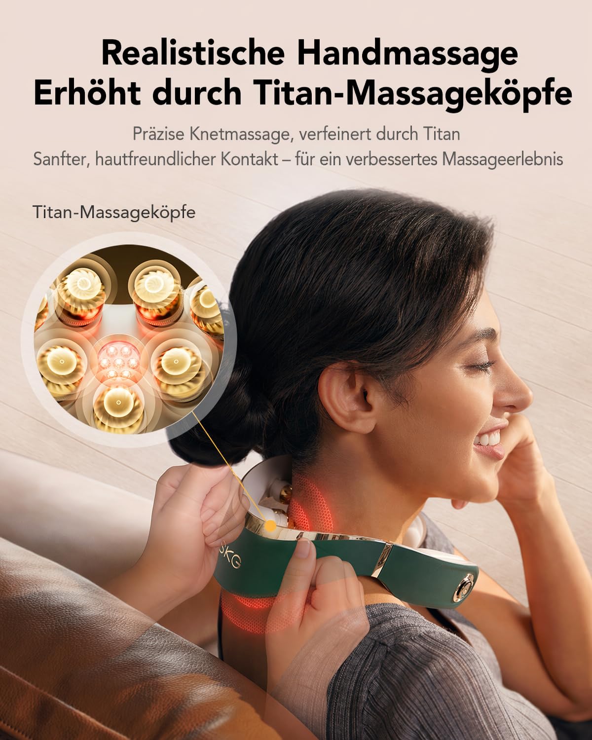 SKG Faltbares Nackenmassagegerät 9D Kabellos Schmerzlinderung, G7 Pro Grün | Tiefengewebe & Vibration, Reise-Massagegerät für Büro, Zuhause & Auto für Unterwegs, Geschenk für Männer Frauen Papa und Mama