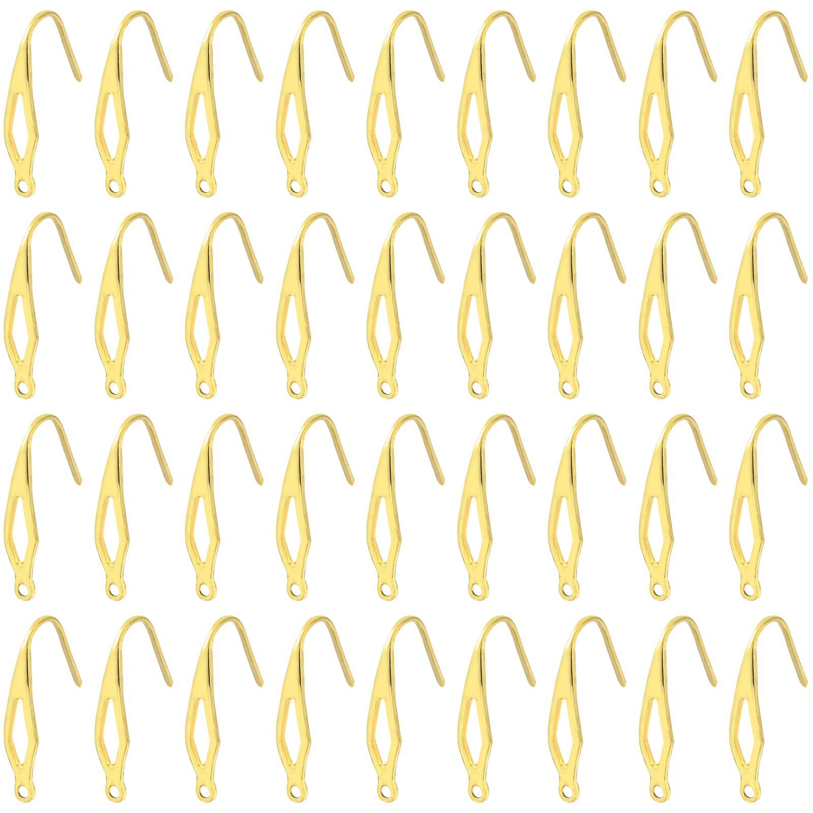 BEEFLYING 40pcs 304 Stainless Steel Earring Hooks Real 18K Gold Plated Earring Hoops Golden Ear Wire for DIY Earring Jewelry Making
