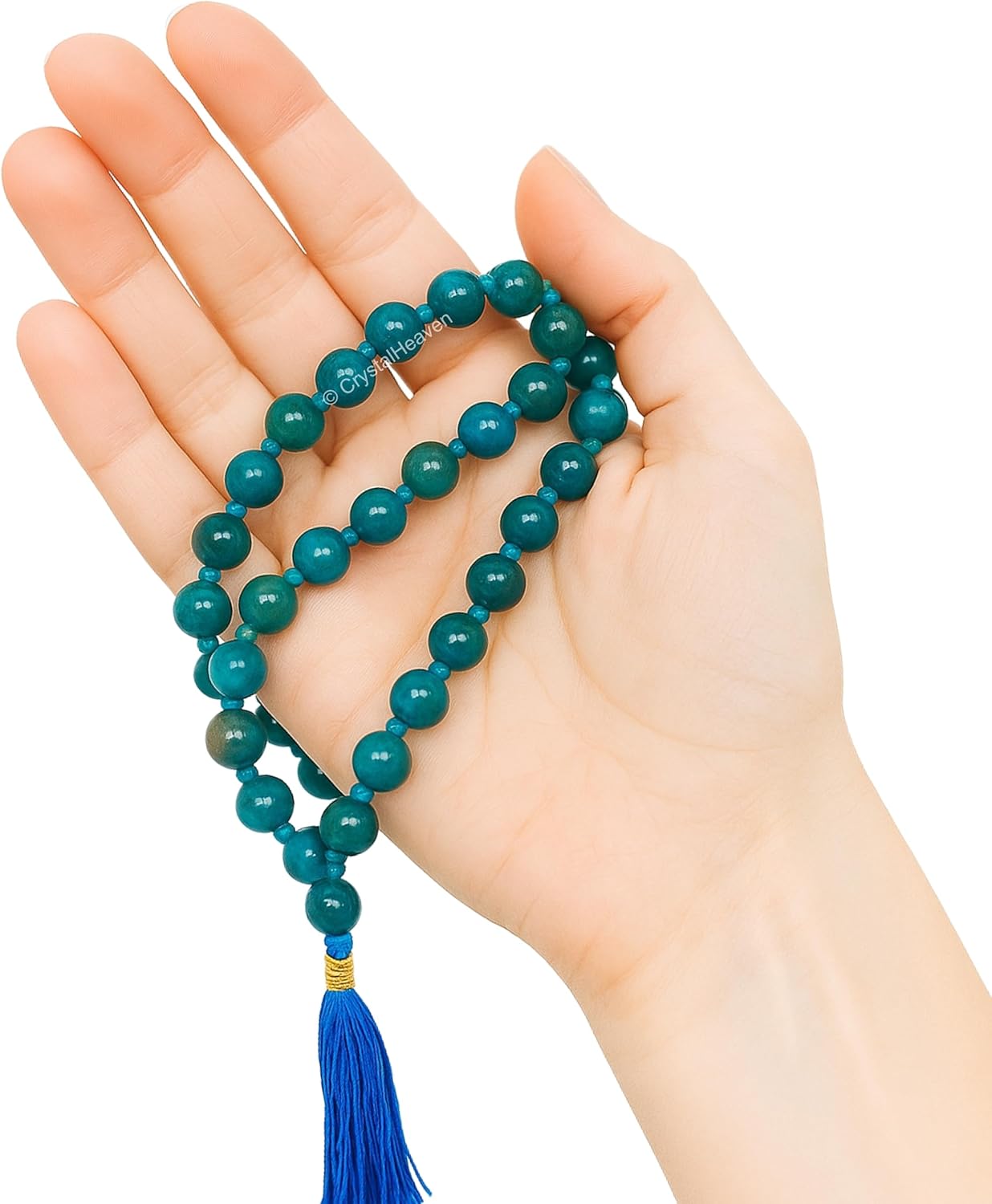 Crystal Japa Mala - 108 Beads Buddhist Prayer Beads - AAA Grade Original Healing Gemstone Agate Mala for Yoga Meditation Spiritual Reiki Feng Shui