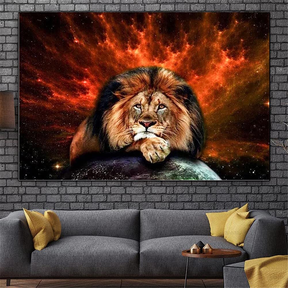 Peinture diamant lion kit complet grand format 60x80cm pour vaincre le stress du quotidien