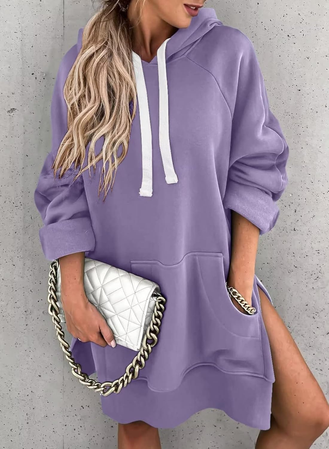 Women Oversized Hoodie Dress Pullover Winter Kangaroo Pocket Sweatshirt Fall Tops Casual Loungewear - Image 2