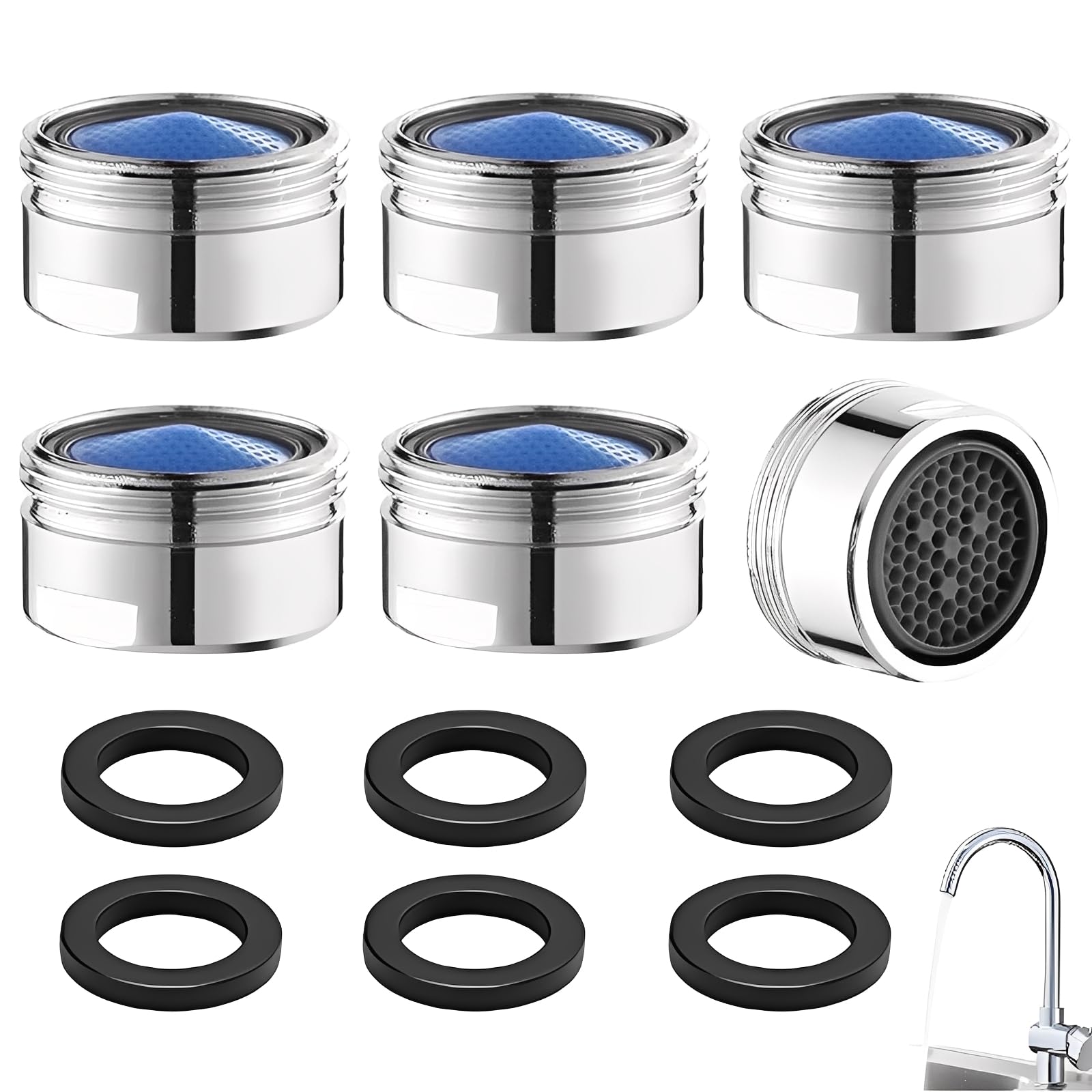 M22, 6 pezzi 22 mm, filettatura maschio aeratore acqua setaccio per rubinetto, filtro per rubinetto, filtro antispruzzi per bagno cucina