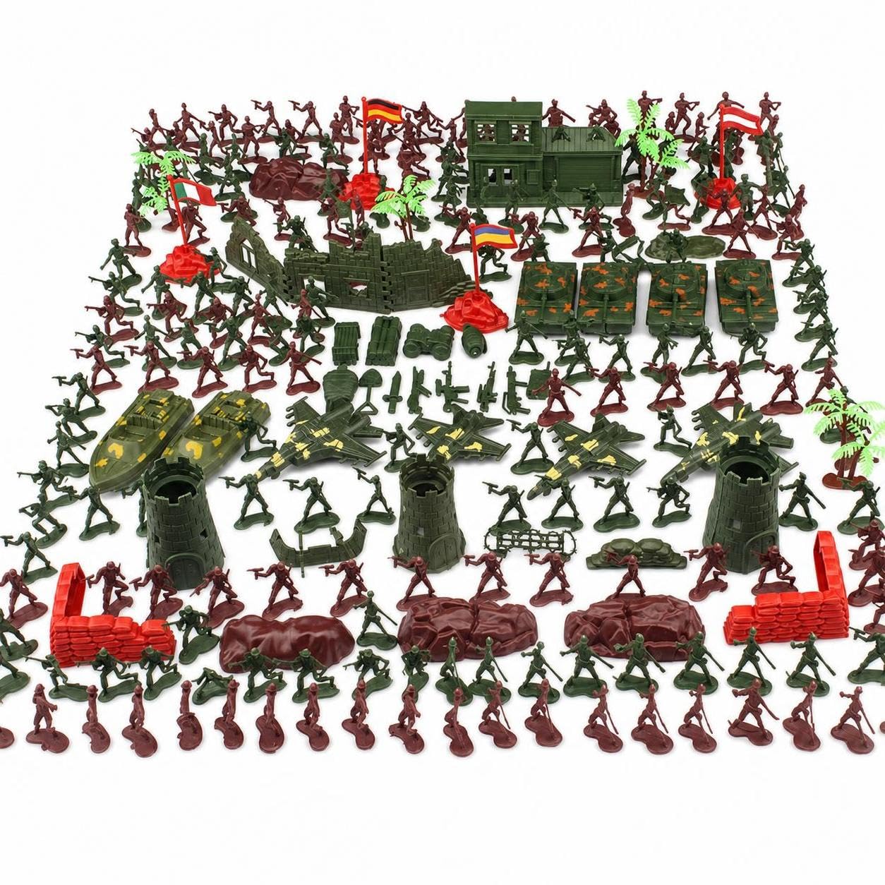 Set di Soldatini Giocattolo con Esercito Della Seconda Mondiale Aerei E Attrezzature da Battaglia Materiale Plastico Durevole E Atossico Adatto , 290 pezzi soldatini da 4 cm