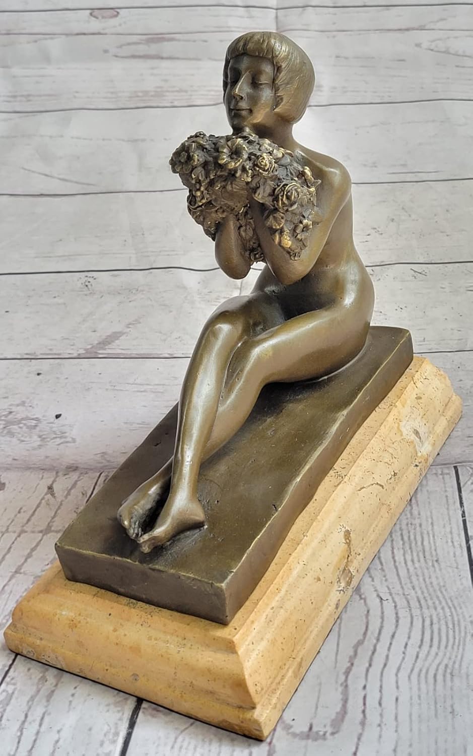 Beautiful Flower Girl Vintage Female Bronze Cast Bust Sculpture Home Figurine Decorative Gift Article Sale Deal by European Broze