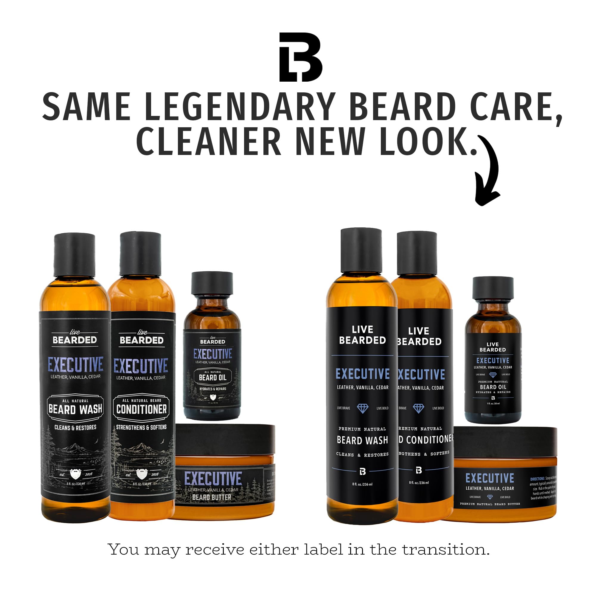 LIVE BEARDED® Complete Beard 4 Step Grooming Kit, Executive Scent