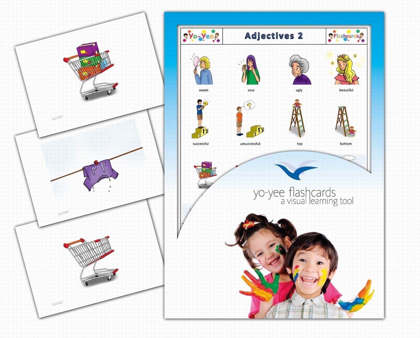 Yo-Yee Flash Cards - Adjectives and Opposites Picture Cards for Toddlers, Kids, Children and Adults 