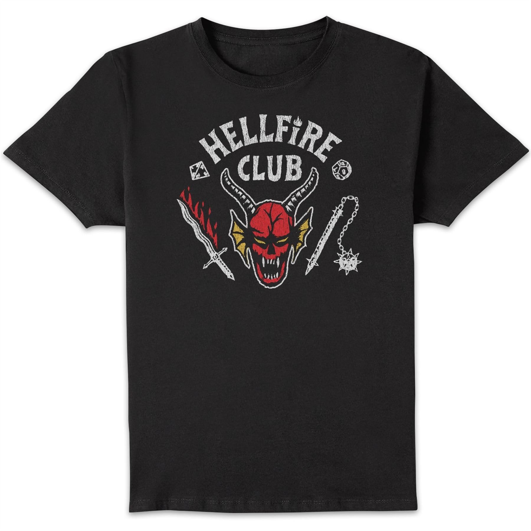 Zavvi Unisex Multi Official Stranger Things Hellfire Club Vintage T-Shirt Mens Black - S