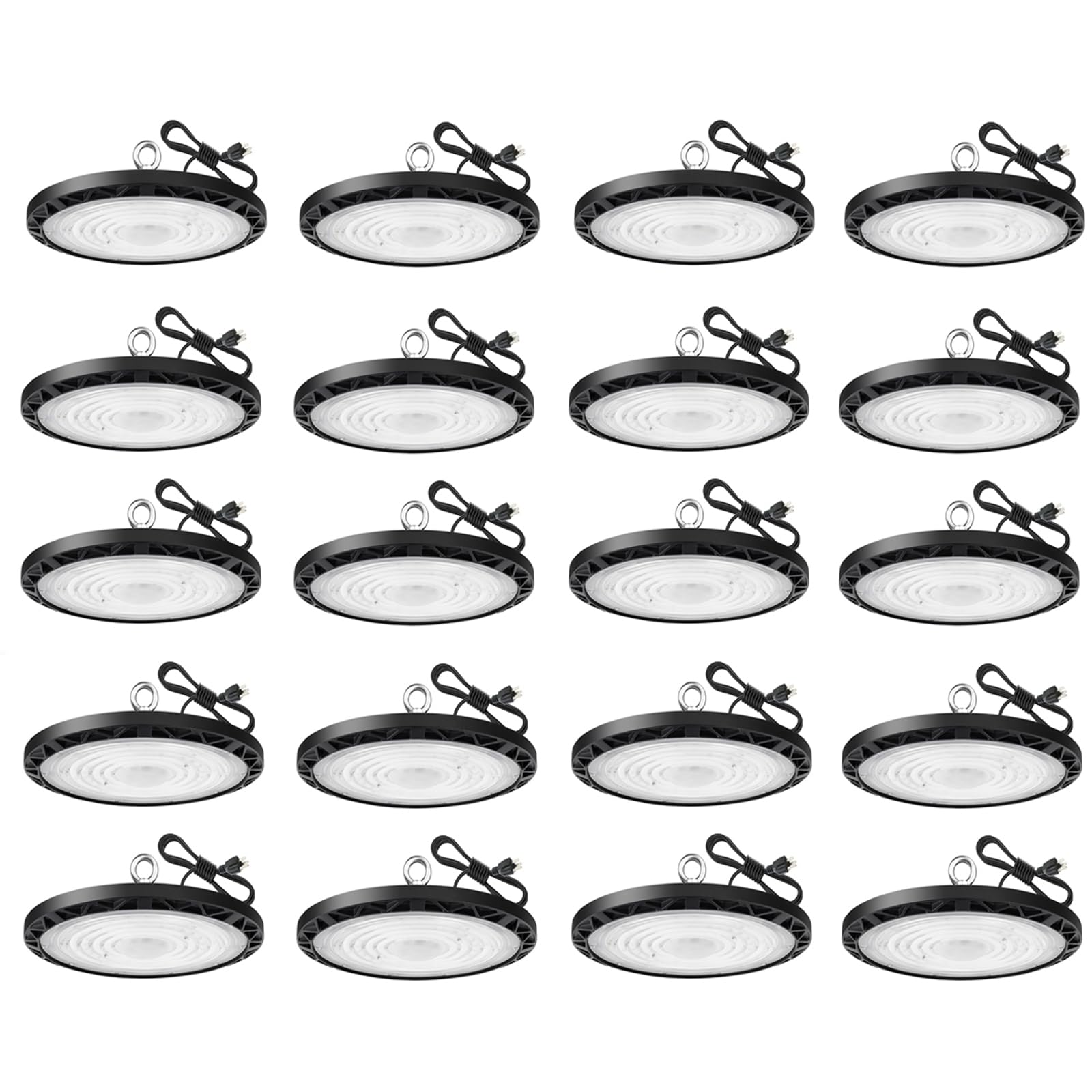 UFO LED High Bay Light 300W 20Pack High Bay LED Shop Lights 6000K with US Plug IP65 Waterproof