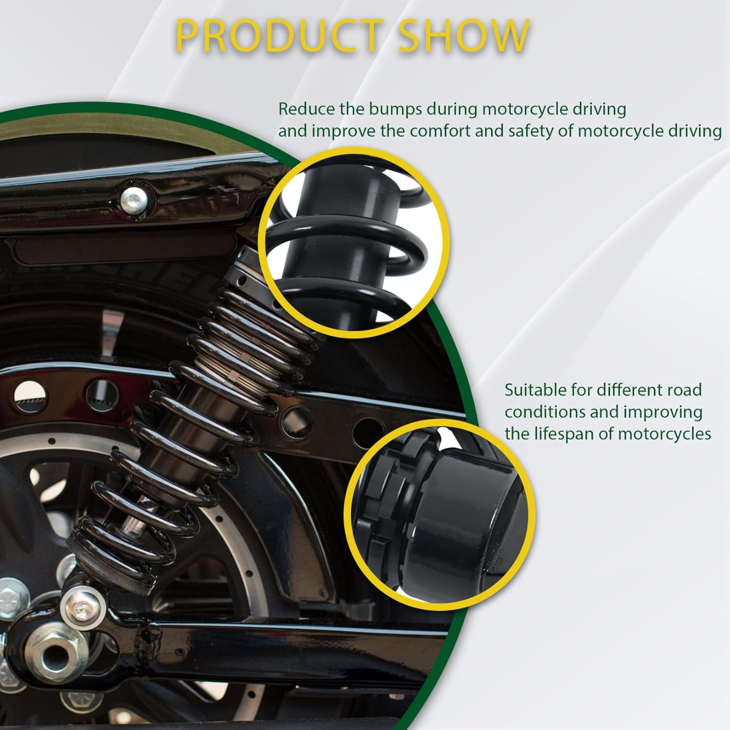 LABLT Universal Motorcycle Air Shocks Absorber 340 mm 13.5 Inch Rear Suspension Damper Replacement for Honda Yamaha and Most 150cc-750cc Sport Bikes, Dirt Bikes, Go-kart and Moped Quad