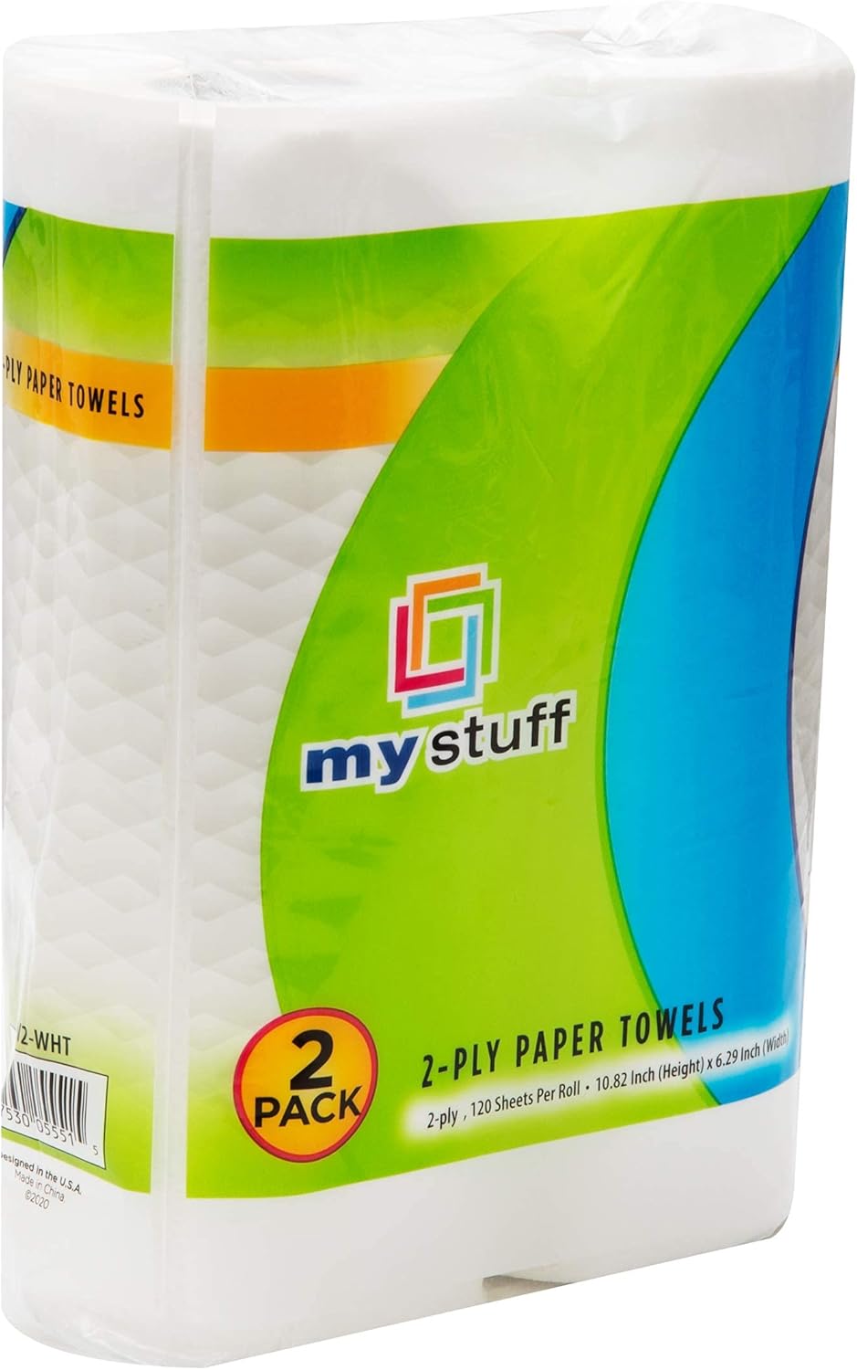 My Stuff 2-Ply Paper Towels, Absorbent Disposable Kitchen Cleaning Cloths, 120 Perforated Sheets Per Roll, Pack of 2, White : Health & Household