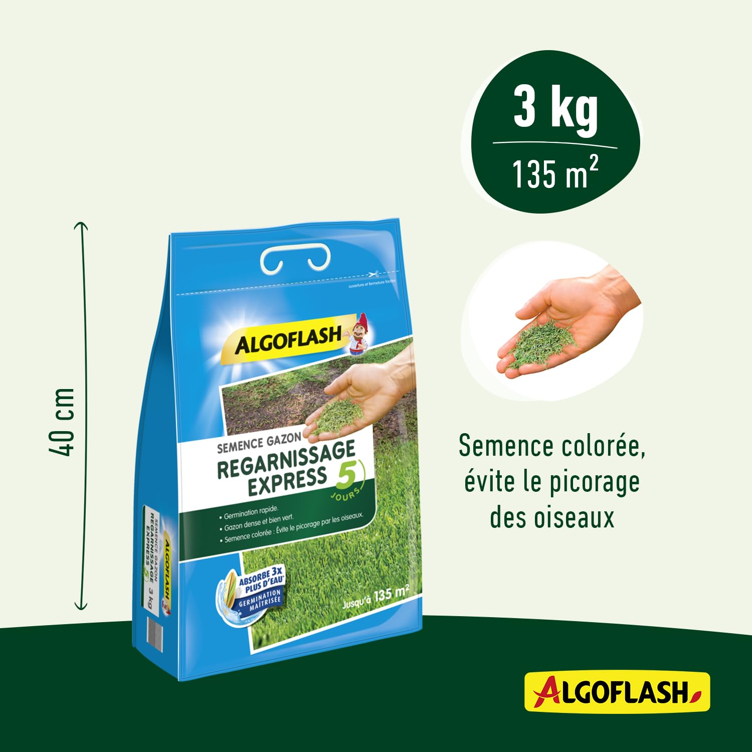 Semences Gazon Regarnissage Express 5 jours 3 kg