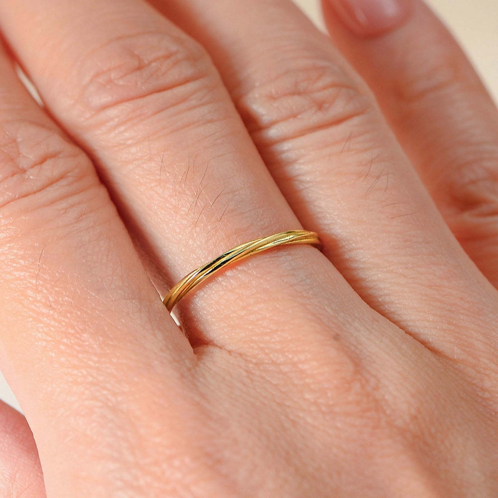 Anillos de promesa de oro amarillo de 9 K 14 K 18 K para ella, anillos de promesa trenzados para ella