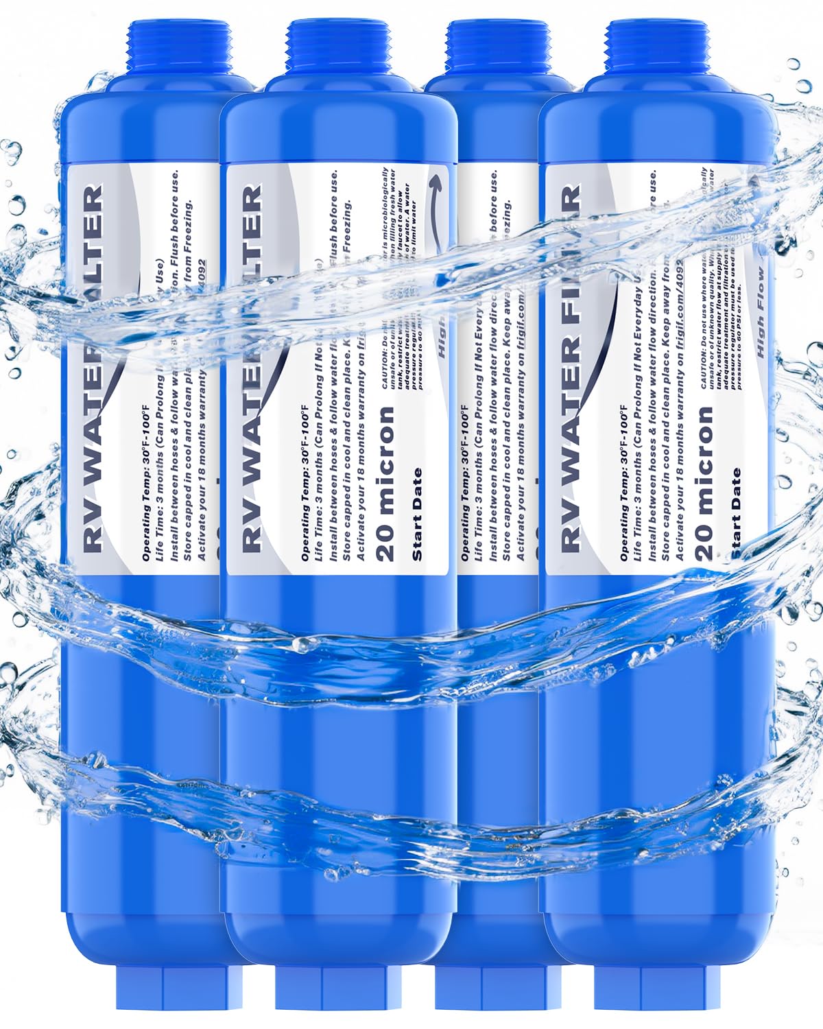 PAULINN - Juego de 4 filtros de agua en línea para autocaravana, barco, remolque, autocaravana, jardinería, plantación, lavado de coches, reduce el cloro, el mal sabor y los olores