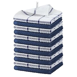 Nialnant 100% Cotton Terry Kitchen Cleaning Rags,Soft Absorbent Dish Cloths for Washing Dishes,Quick Drying Dish Towels-12x12 in, 12 Pack