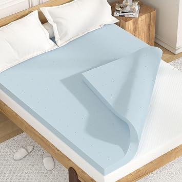 Cooling Gel Memory Foam Mattress Topper Queen Size - 3 Inch Thick, 5X Cooler Sleep with Pressure Relief, Breathable CertiPUR-US Certified Mattress Pad for Hot Sleepers