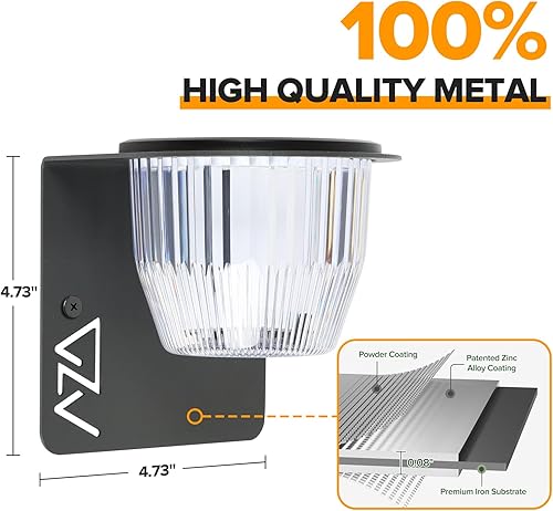 Miniatura 4 de Luces solares de pared impermeables para exteriores, paquete de 2 luces de pared de metal + alimentación USB-C, luces solares de porche al aire