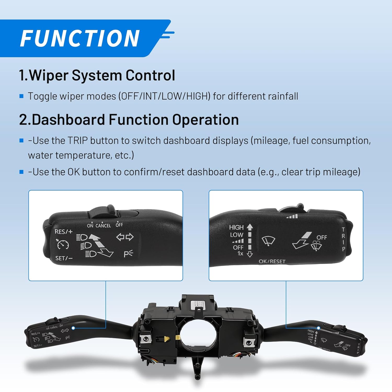 5C5-953-513G Multifunction Combination Switch Fit for 2011-2018 VW Jetta,2012-2019 VW Beetle,Cruise Control Turn Signal Headlight Windshield Wiper Indicator Stalk Switch,Replace 5C5953513G