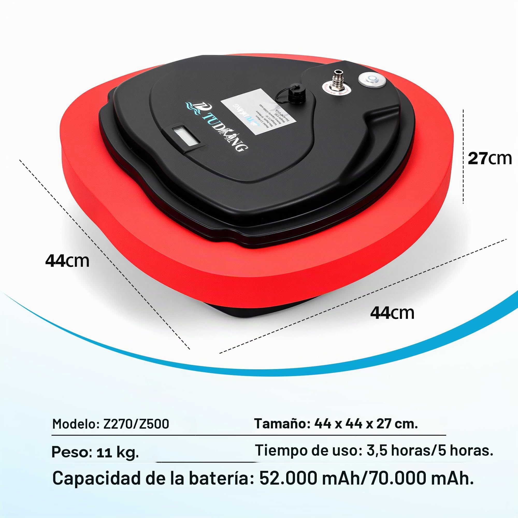 TUDIVING Ventilador de Buceo Mejorado, Tanque de Buceo Recargable portátil Impermeable 3.5H/5H con regulador de respiración, Equipo de Buceo