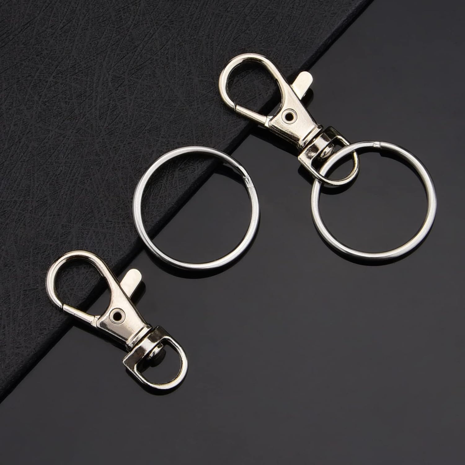 Hapeper Metal Swivel Snap Hooks with Split Key Rings Keychain for Lanyards Jewelry Findings (60 Pieces)