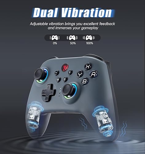 Miniatura 5 de BINBOKPLAY Switch Controller, Wireless Switch Pro Gamepad with No-Dead Zone, 8 Colors LED, ALPS Joysticks, Programmable, Motion Control, Vibration,