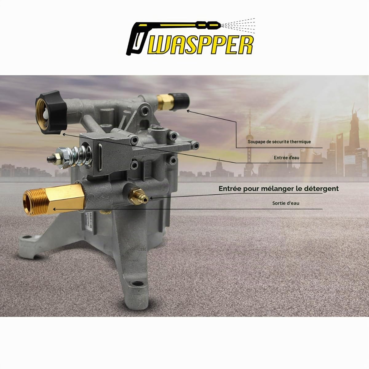 Pompe nettoyeur haute pression 3100 PSI 210 bar – Pompe verticale 8,5 L/min 6,5 HP – Remplacement pour nettoyeur haute pression essence – Waspper PA000-PWVR28/2.5H