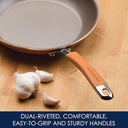 Miniatura 5 de Rachael Ray Cucina Nonstick Cookware Pots and Pans Set, 12 Piece, Pumpkin Orange Naranja (Pumpkin Orange)