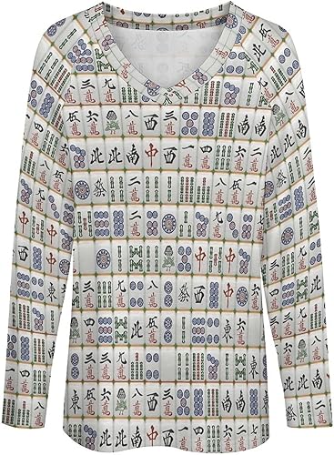 Miniatura 5 de Mahjong - Sudadera de manga larga con cuello en V para mujer