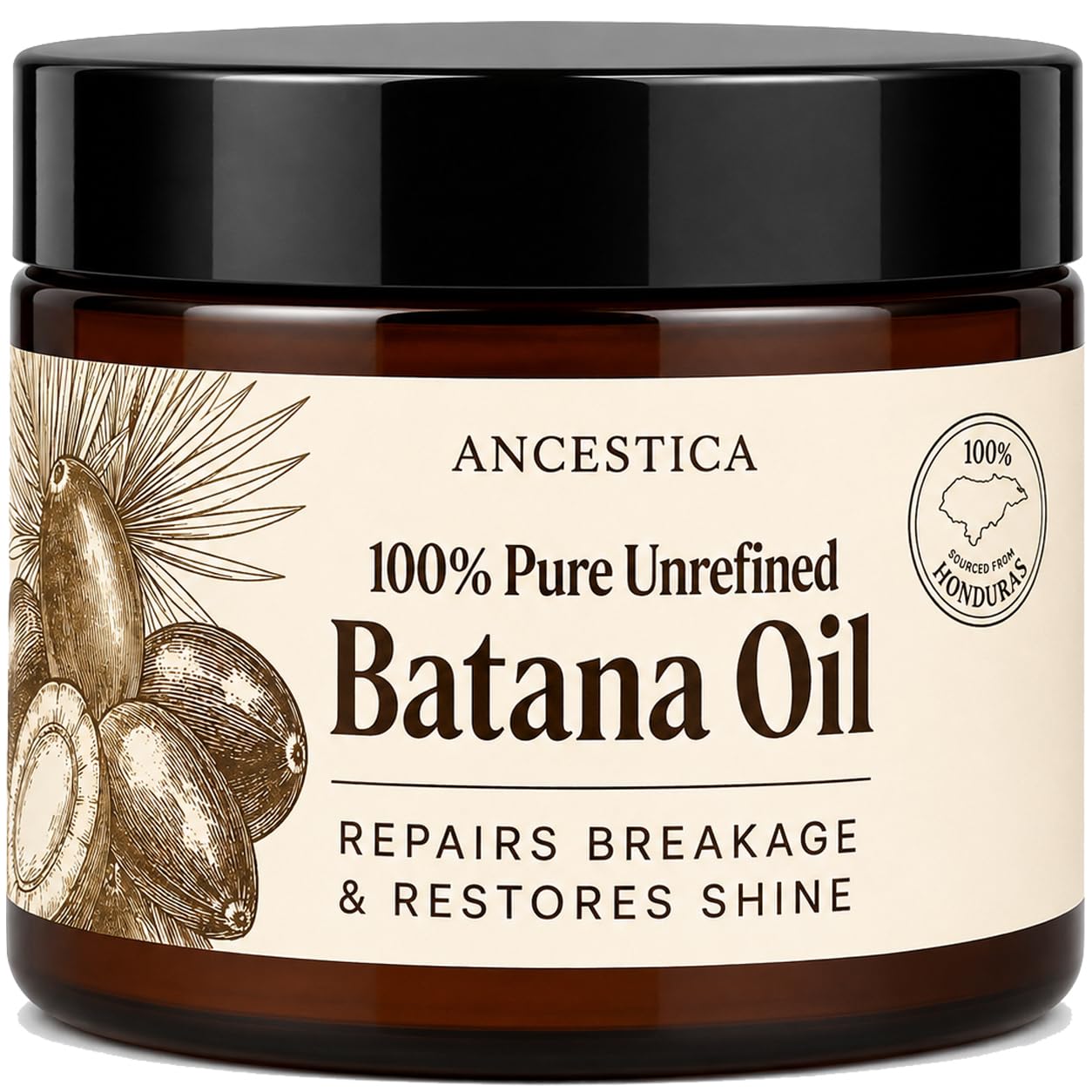 Batana Oil for Hair Growth, 100% Pure Unrefined from Honduras, Deep Conditioning Hair & Scalp Oil for Thin, Dry & Damaged Hair, Ideal for Curly, Coily & Wavy Hair, 120 ml