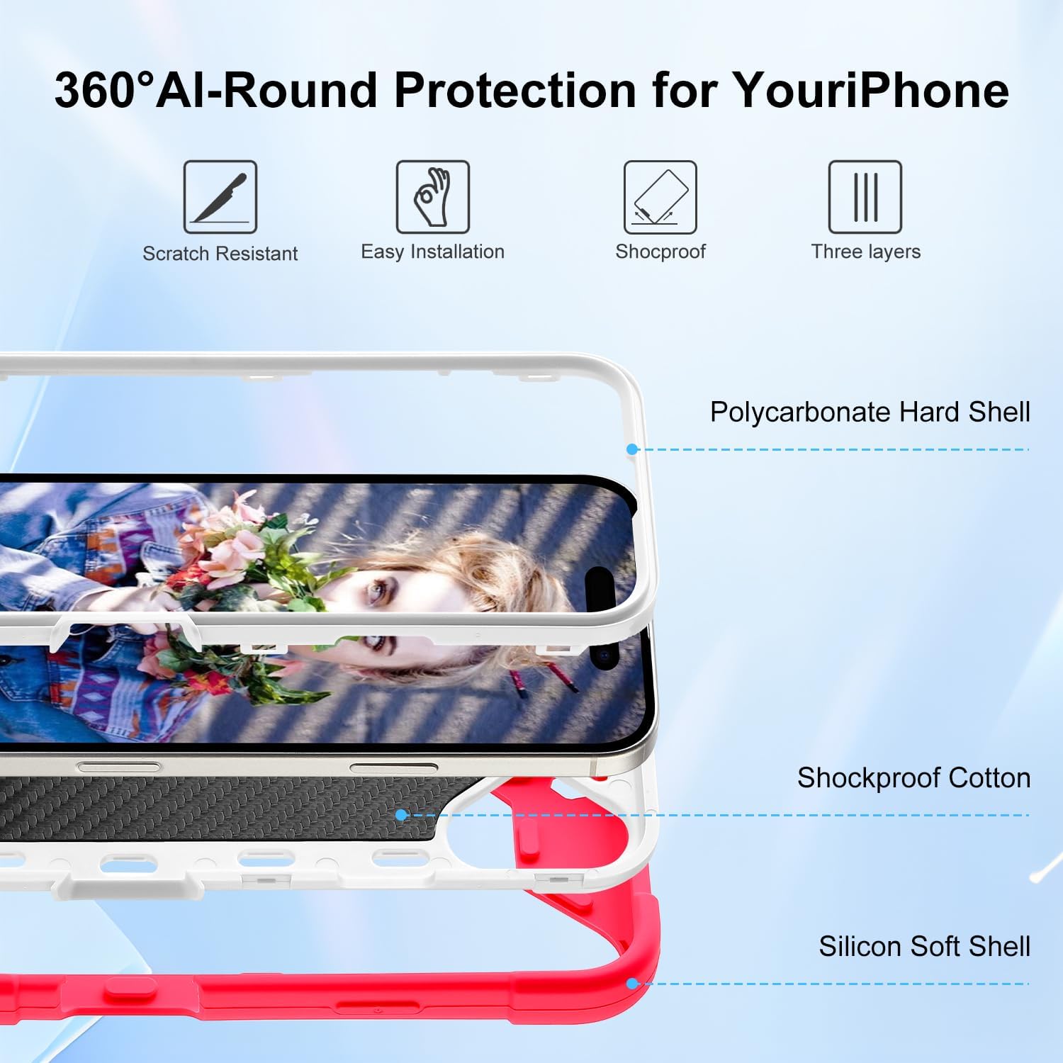 MARKILL Compatible with iPhone 17 Case 6.3 Inch with Built-in Kickstand, Military Grade Drop Protection Full Body Rugged Heavy Duty Protective Cover Hot Pink