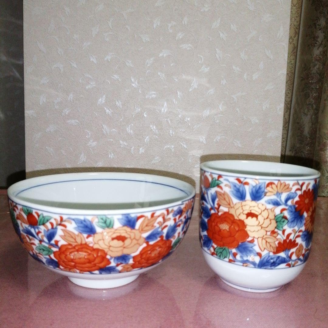 深川製磁 丸紋外赤 お茶碗