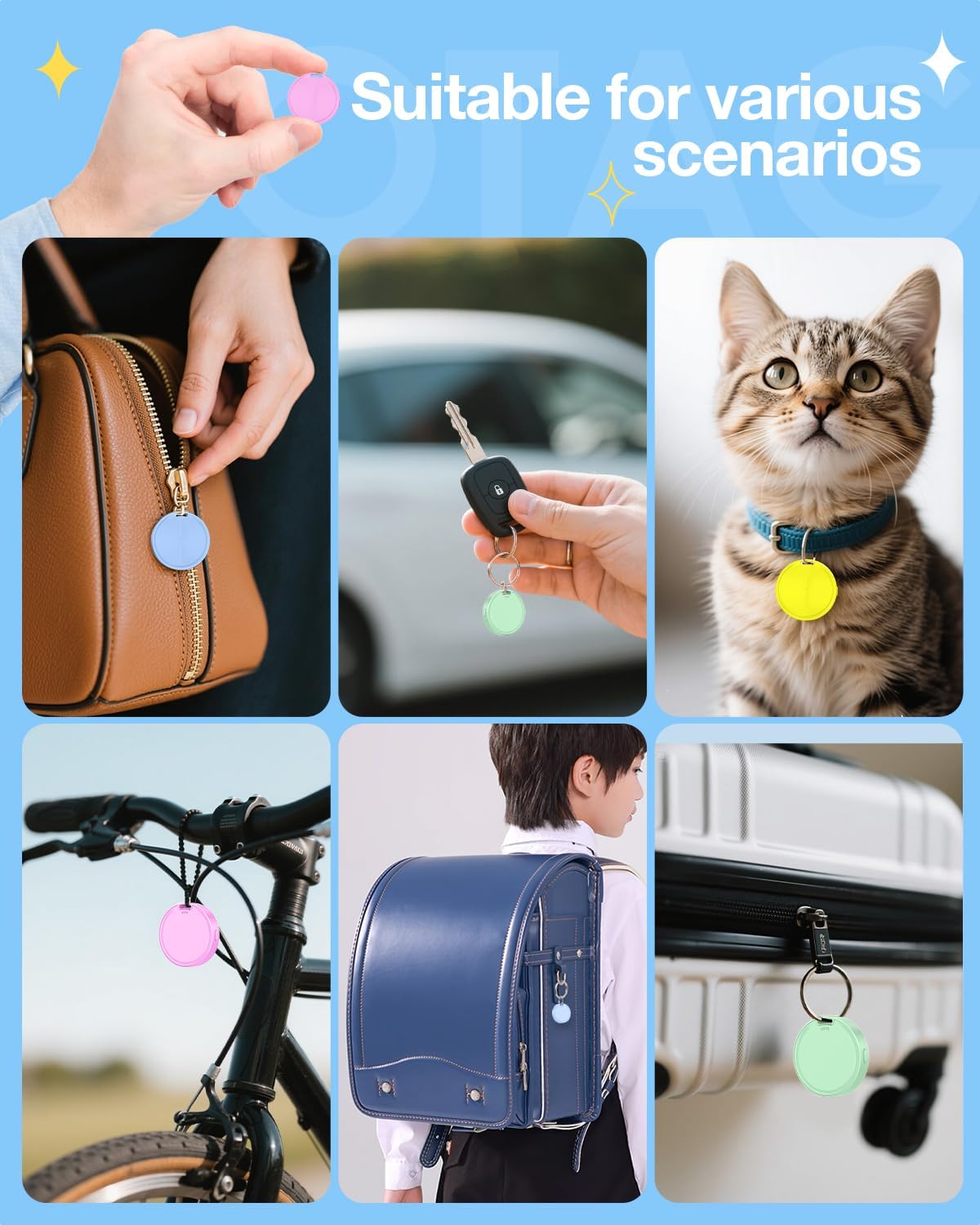 Air Tags for Android,Air Tags-4 Pack Android,Android Tracker Tags,2 Year Battery Life,Google Find Trackers for Google'S Find Hub App,IP65 Waterproof Luggage Tracker Android for Keys,Wallets,4 Colour