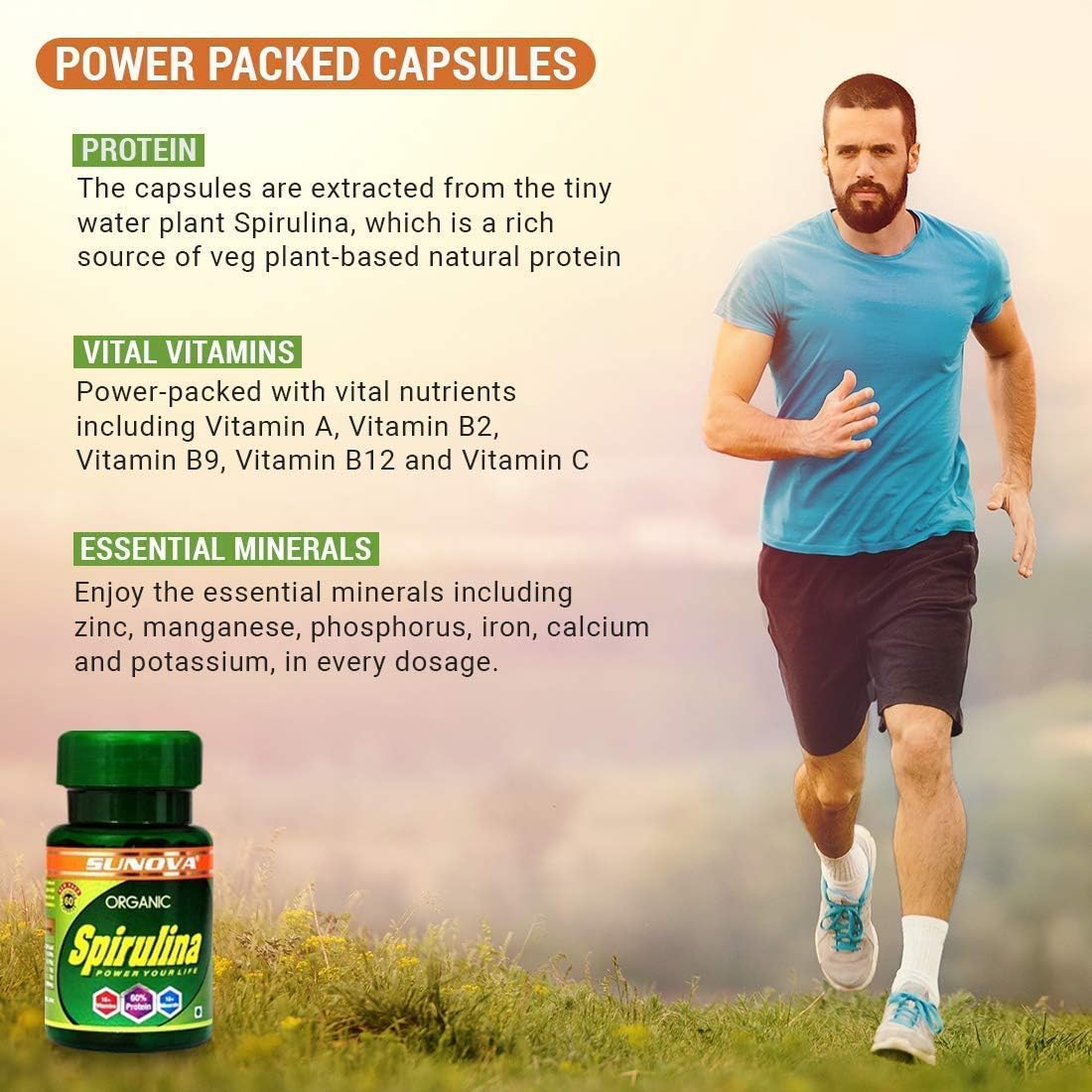 Viva Organic Spirulina Capsules - Nature's Own Superfood and Nutritional Supplement, Spirulina for Full Body Support - 60 Capsules x Pack of 3