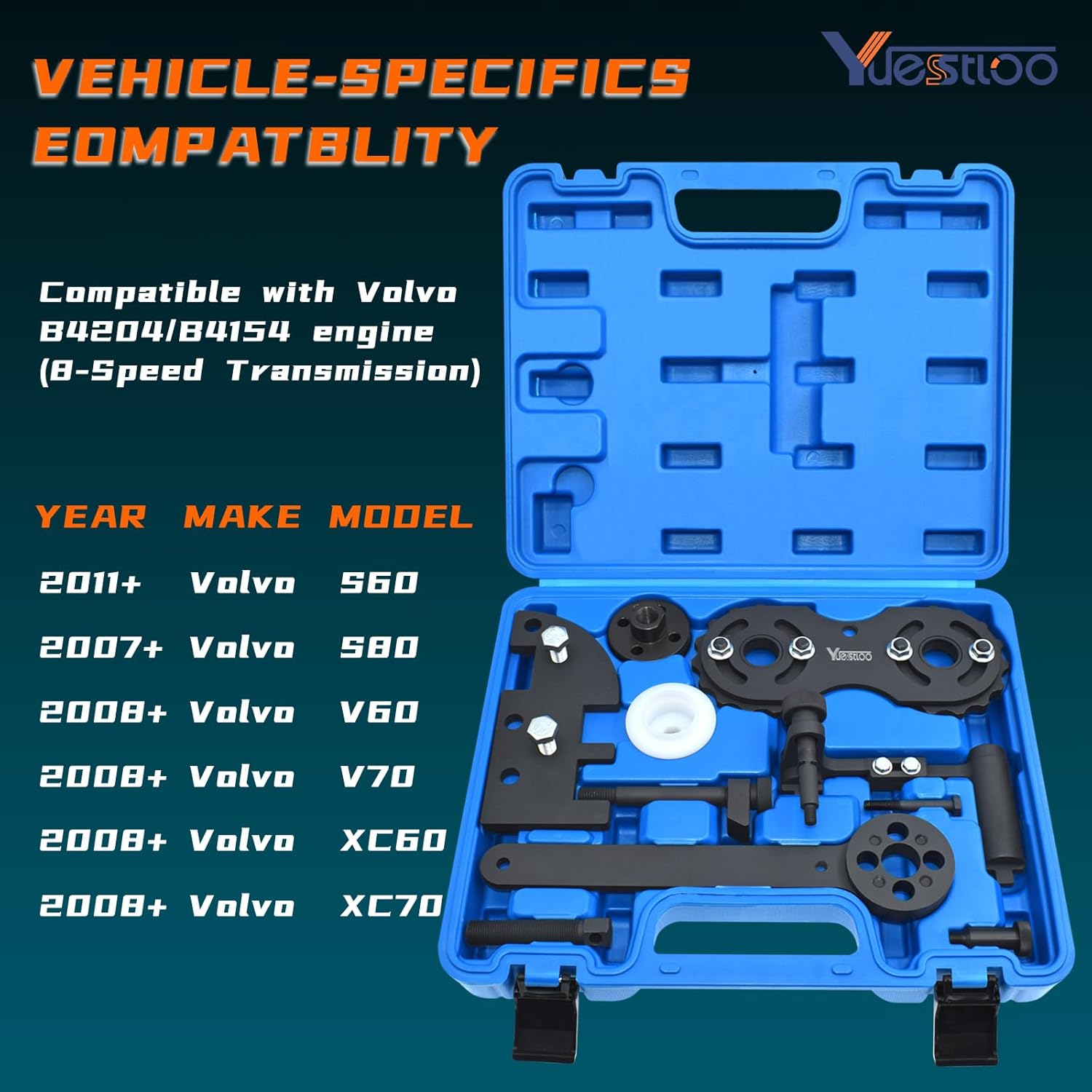 Camshaft Alignment Tool Kit, Timing Tool Kit Compatible with New Volvo 2.0T S60 S80 V60 V70 XC60 XC70 XC80 with B4204/B4154 Engine, Camshaft Chain Timing Tool 9997490 9997493 9997495 9997497