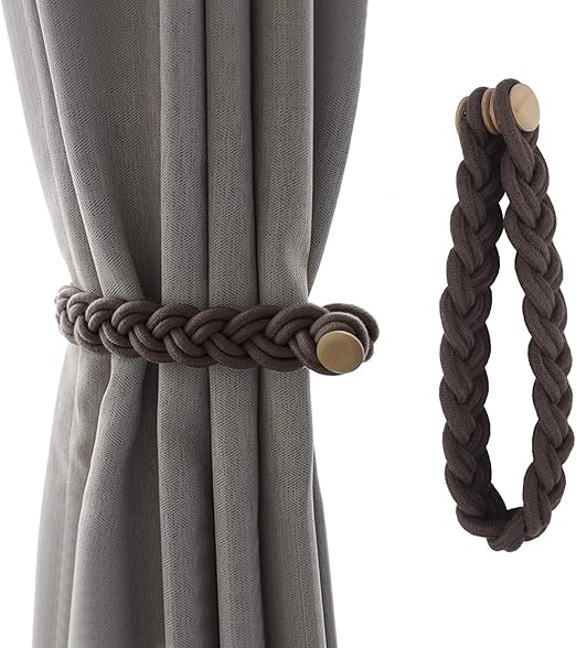 Amazon カーテンタッセル マグネット おしゃれ カーテン留め 編み込み 2個セット 留め飾り 房掛け 紐 使用簡単 インテリア 部屋飾り カーテンアクセサリー 3色 カーテン オンライン通販
