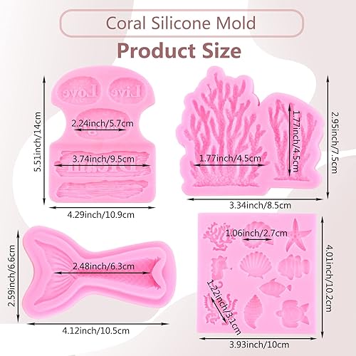 Vista 12 de Molde de silicona para fondant con temática marina, concha, concha, algas marinas, ballena asesina, tiburón, ballena, para decoración de pasteles