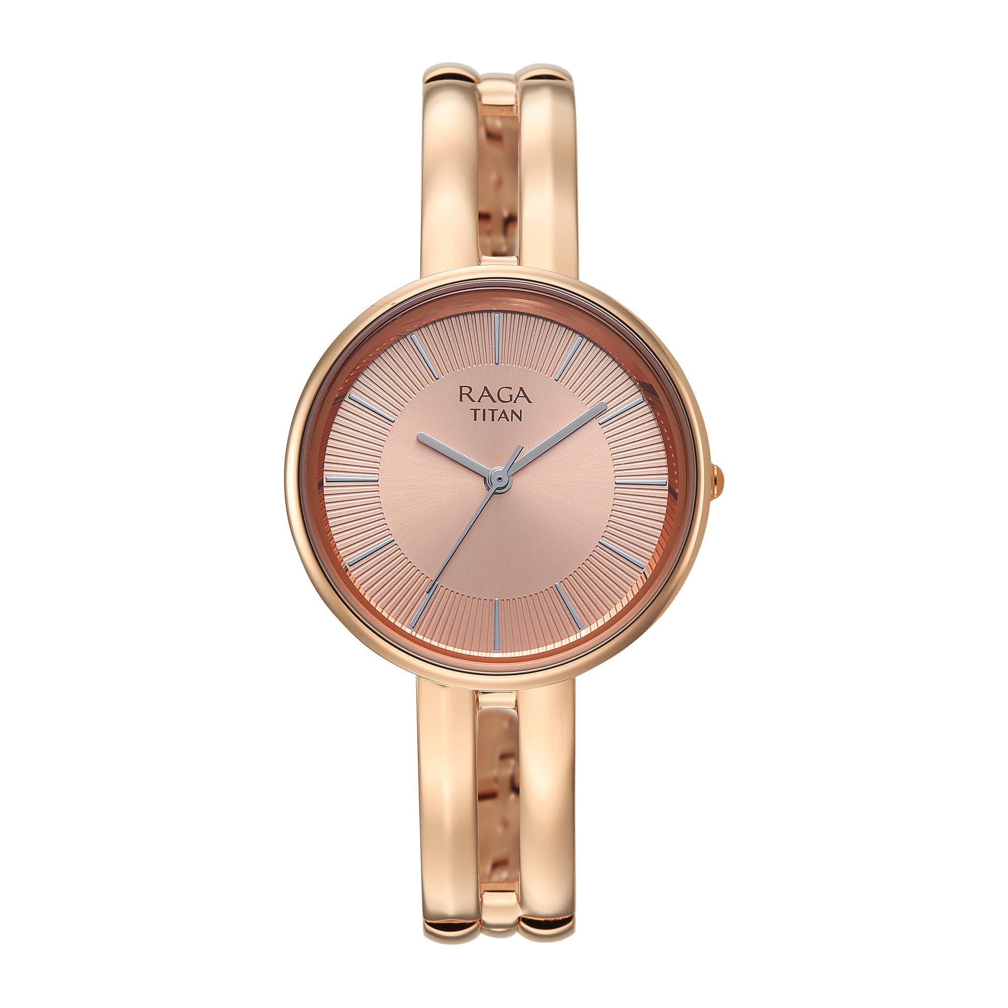 Titan Raga Contempore Rose Gold Dial Brass Strap Watch for Women - 95310WM02F-image-26