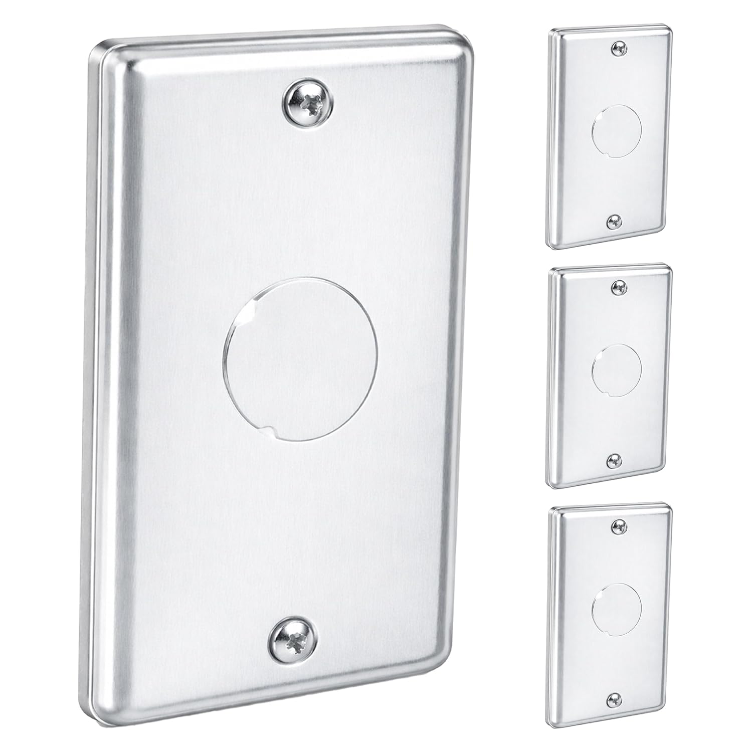 OHLECTRIC 4 Pack - 4x2 Single Gang Rectangle Blank Outlet Cover with 1/2" Knockout, Fire Rated | Ideal for Steel Junction and Device Box Covers for Wiring Connection Protection and Wiring Devices