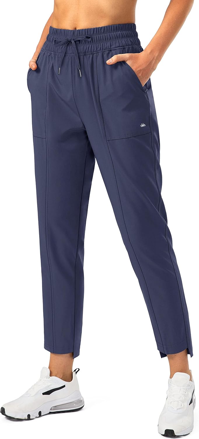Obla Women's Lightweight Golf Pants with Zipper Pockets High Waisted