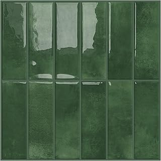DEWOO Peel and Stick Subway Backsplash Green Kitchen Bathroom Rectangle ...