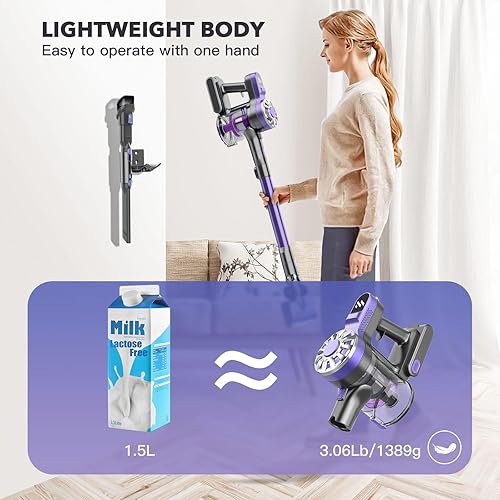 Miniatura 2 de Aspiradoras inalámbricas para el hogar con potente succión, aspiradora inalámbrica recargable, hasta 35 minutos de tiempo de funcionamiento,