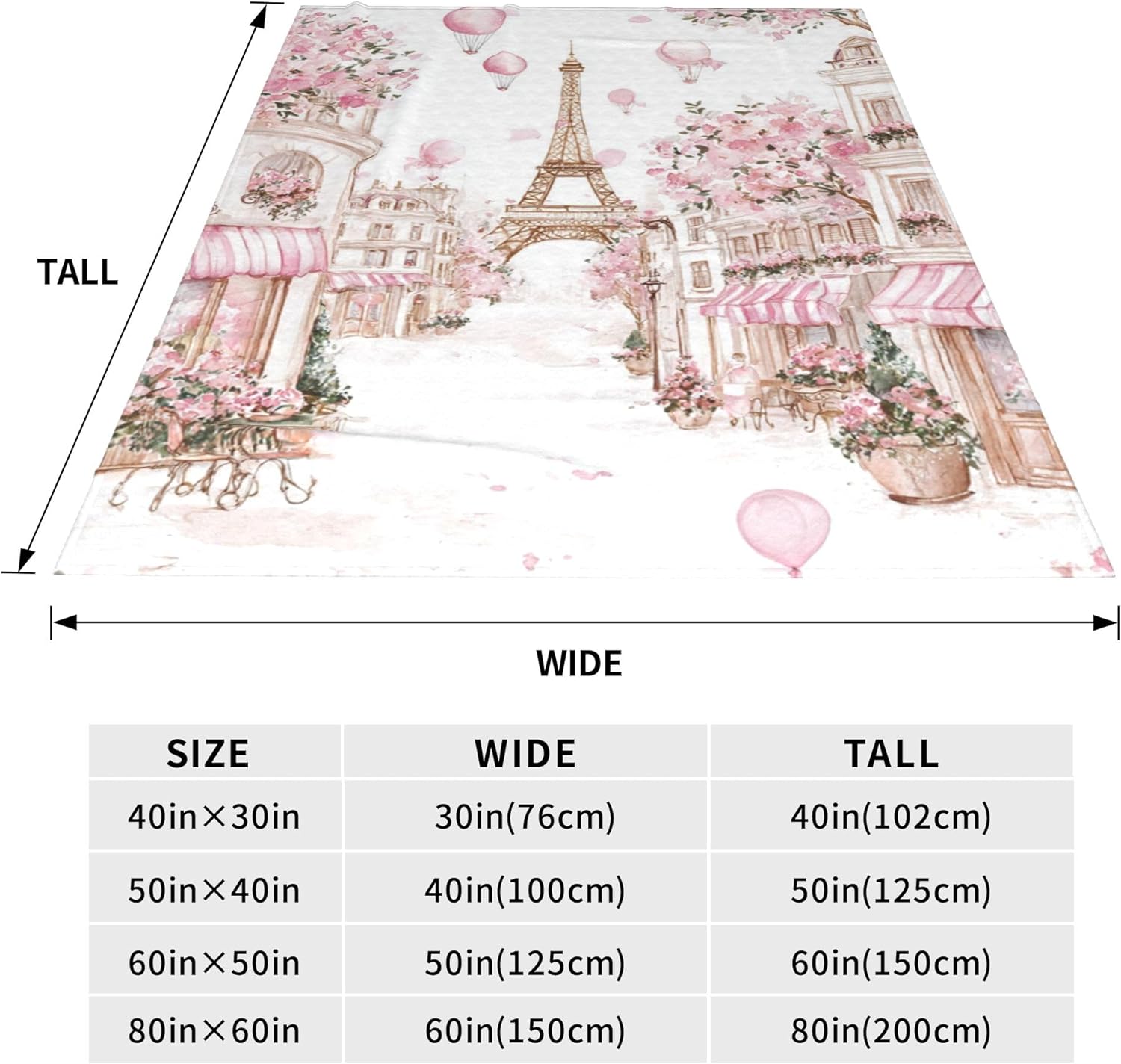 FyLybois Paris Eiffel Tower Throw Blanket Microfiber Flannel Blankets Lightweight for Bed Sofa Couch Decor Travel 50"x60" - Image 3
