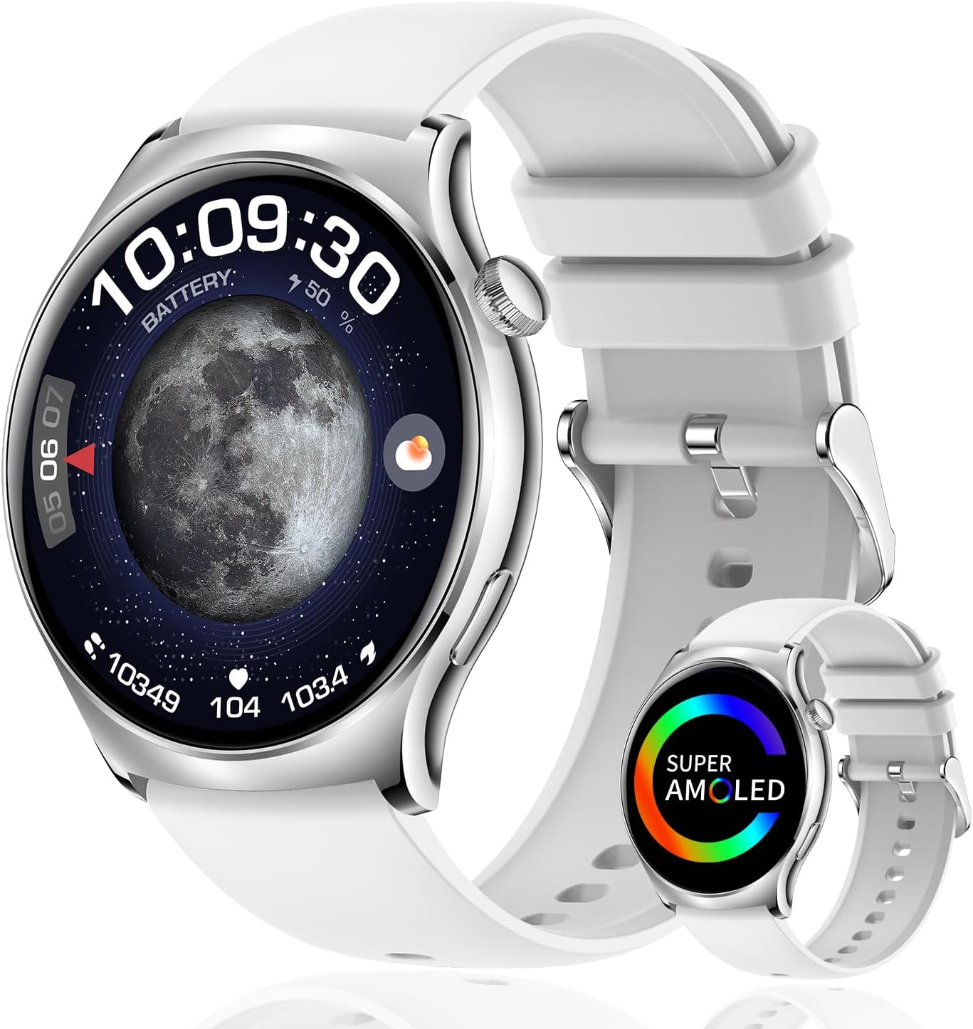 Smart Watch for Men Women, 1.43" HD AMOLED Fitness Tracker Smartwatch Compatible Android & iPhone Phones with Bluetooth Call/Heart Rate Sleep Monitor/120+ Sports Modes/IP68 Waterproof, Black