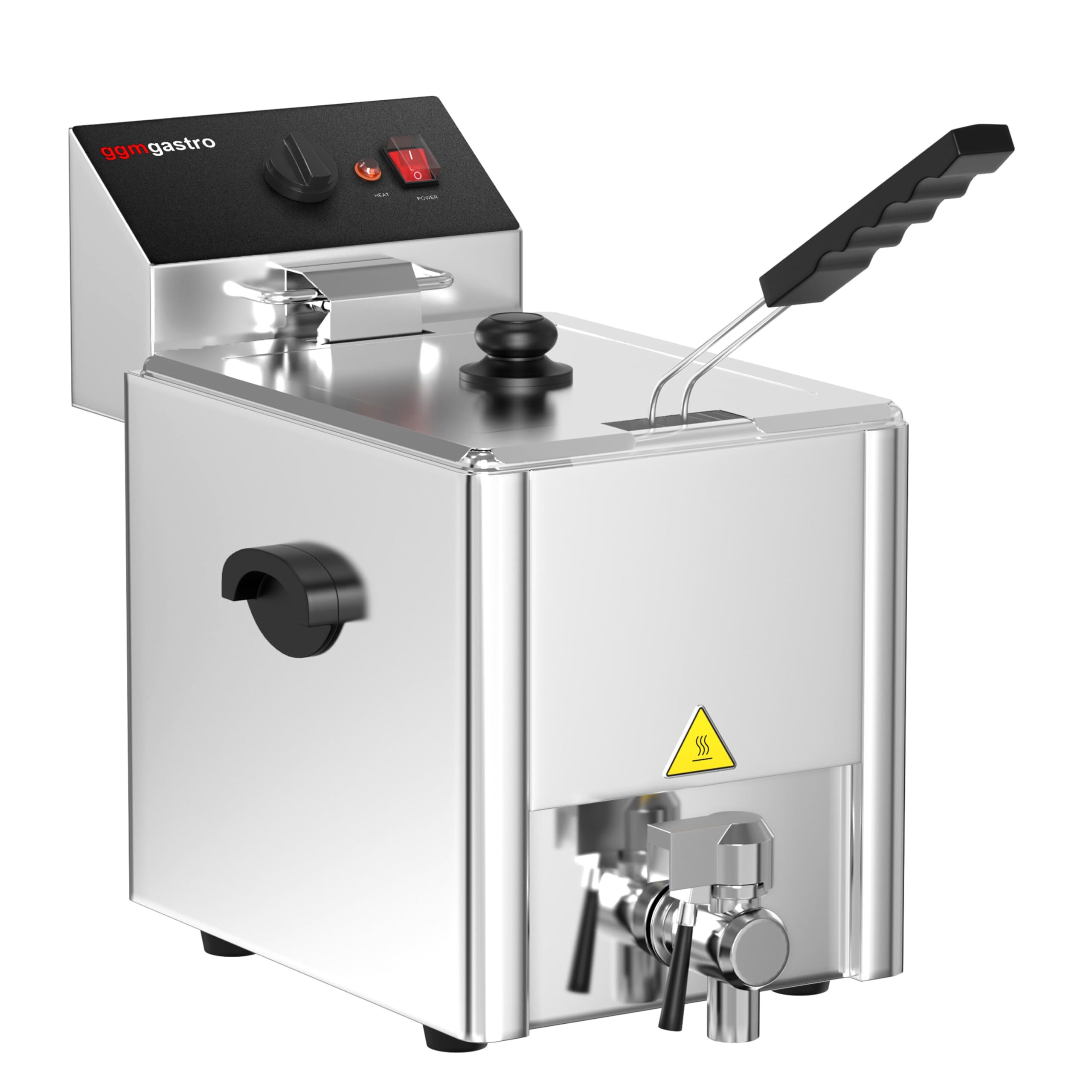 GGM Gastro Elektro Fritteuse 8 L 3,25 kW mit Ablasshahn | Professionelle Edelstahl-Bauweise, leichte Reinigung, integriertes Ablassventil, für den Dauereinsatz, sofort einsatzbereit