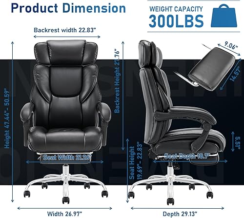 Miniatura 3 de Silla de oficina con reposapiés, silla ergonómica para computadora con almohada de apoyo lumbar extra, silla de escritorio ejecutiva de respaldo