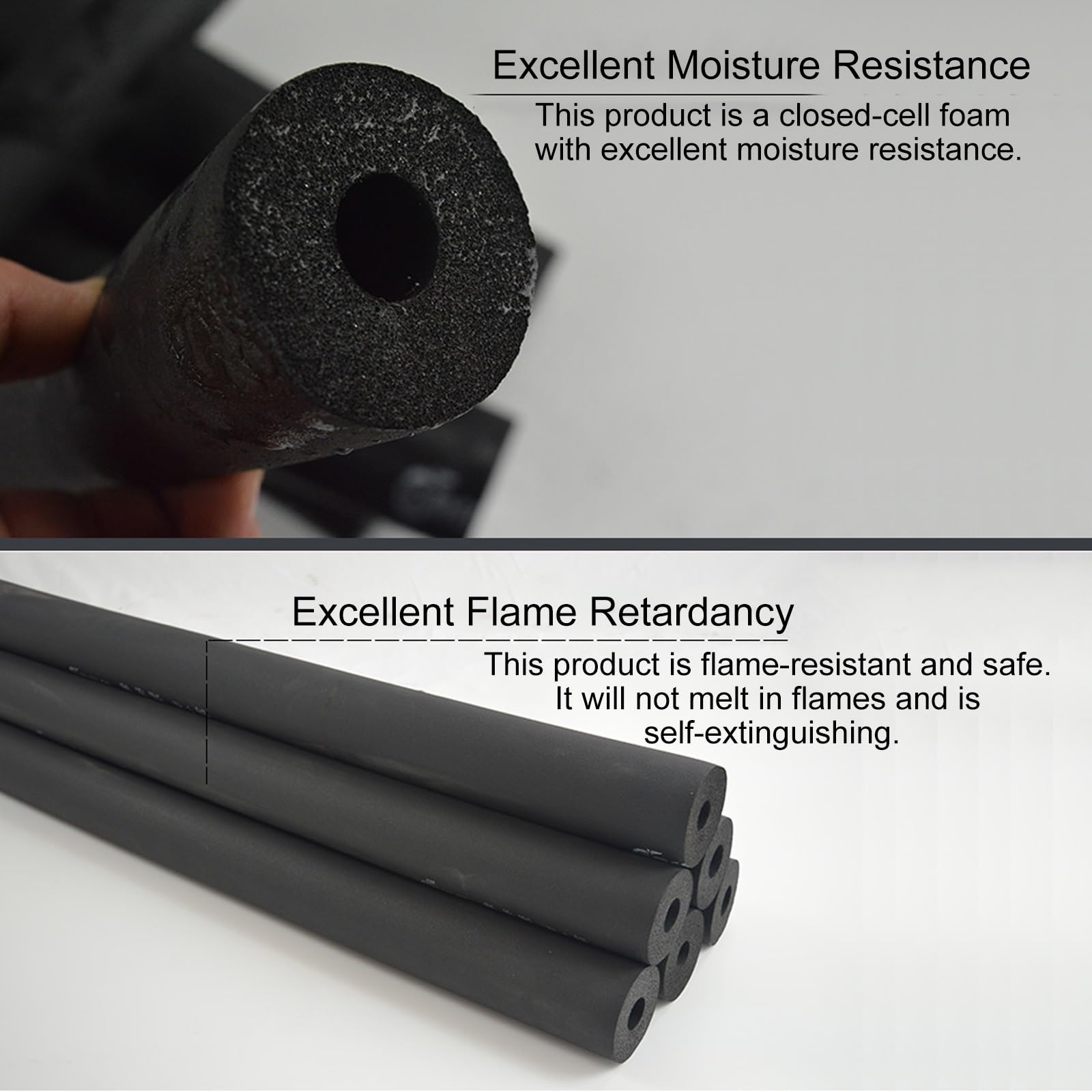1 tubo de espuma aislante de tubería, diámetro interior de 4/5 a 4.3 pulgadas, grosor de pared de 4/5 a 1.2 pulgadas, aislamiento de tubo de espuma para tuberías de agua caliente y fría (25 x 30 mm